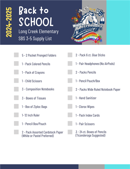 SBS 3-5 Supply List